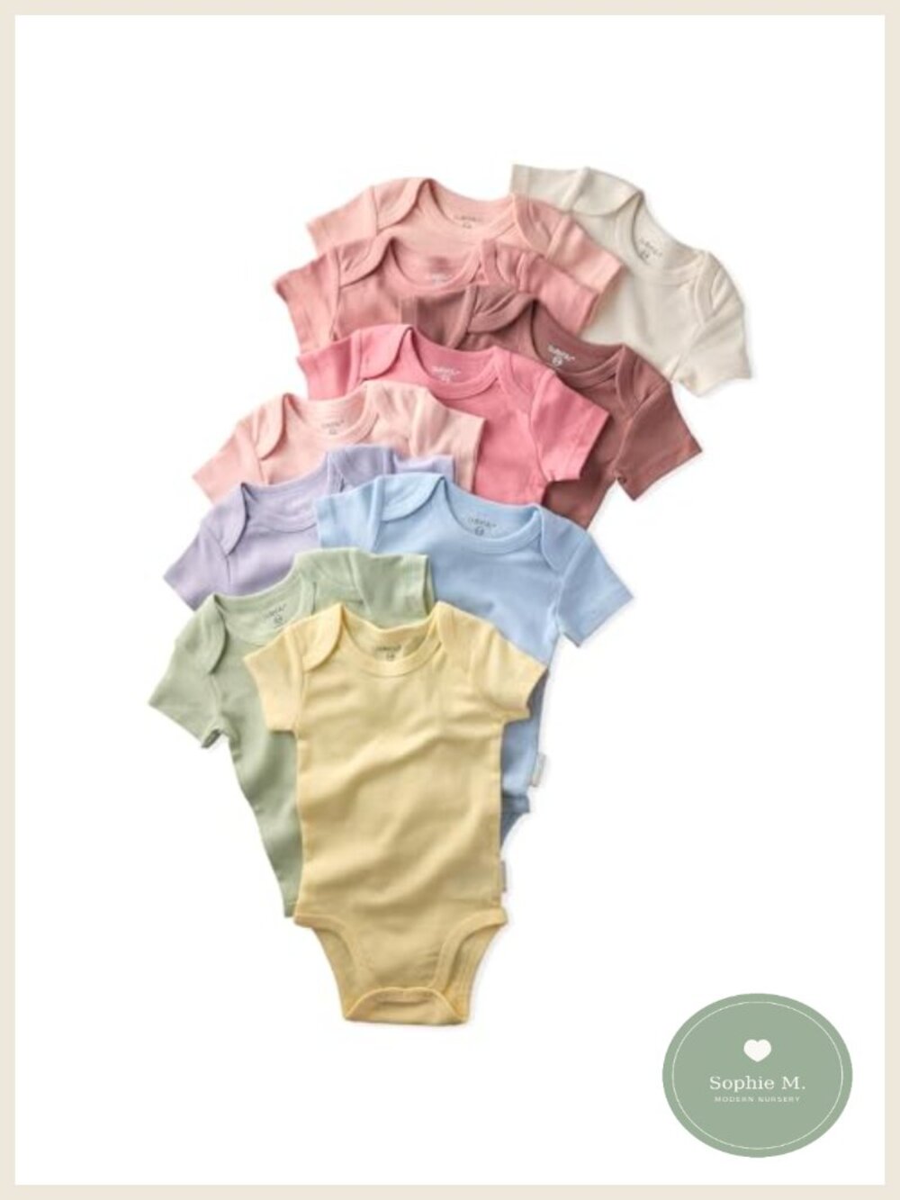 10 Pack Organic Cotton Baby Bodysuits Short Sleeve Unisex